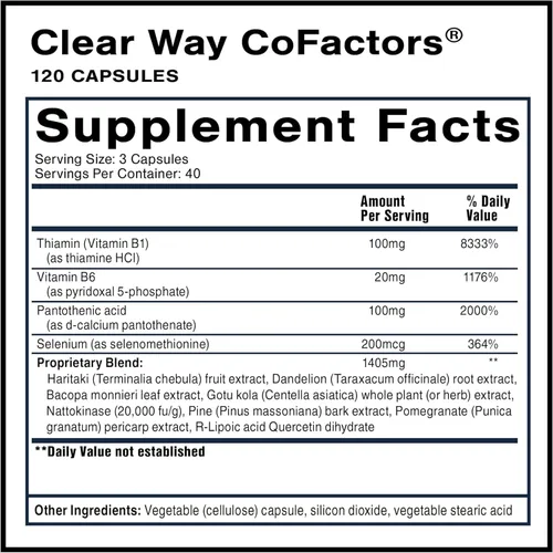 Vista 2 de Quicksilver Scientific Clear Way Cofactors - Apoyo de limpieza de desintoxicación corporal con vitamina B1, extracto de diente de león, quercetina
