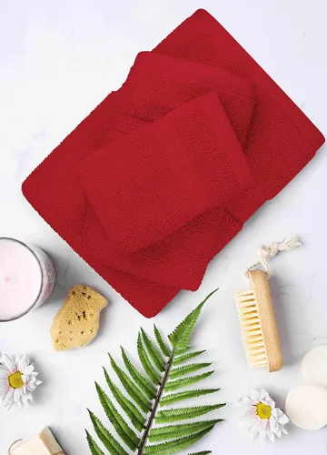 Vista 3 de Towel and Linen - Juego de toallas Mart color borgoña, 2 toallas de baño, 2 toallas de mano y 4 paños de 2 capas de baja torsión de 600 GSM, hilado