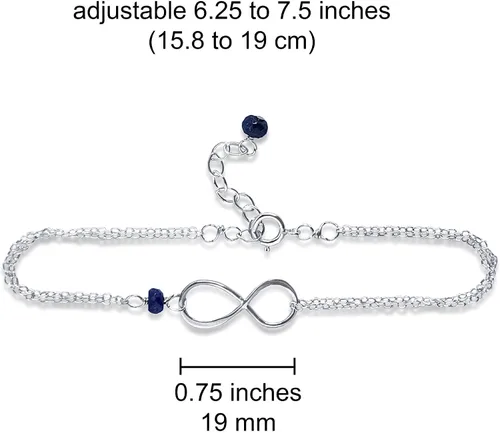 Vista 131 de Pulsera con dije de infinito con piedra natal, joyería hecha a mano, regalo para ella