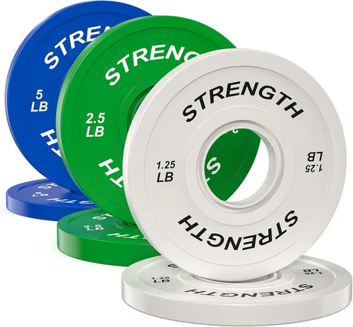 Vista 15 de Juego de Pesas Olímpicas de Parachoques de Goma - Placas de Barra de 2 Pulgadas para Entrenamiento de Fuerza en Gimnasio Casero