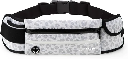 Vista 8 de Jueachy Cinturones de correr para mujeres, riñonera impermeable, bolsa de cintura para correr, soporte para teléfono, cinturón de dinero ajustable