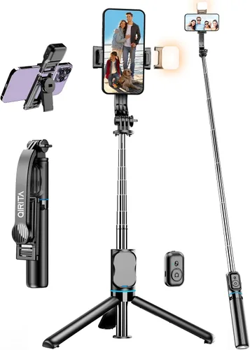 Vista 10 de Palo Selfie, Trípode para Teléfono Extensible de 41 Pulgadas con Soporte para Teléfono y Control Remoto Desmontable, Trípode para Selfie de 360°