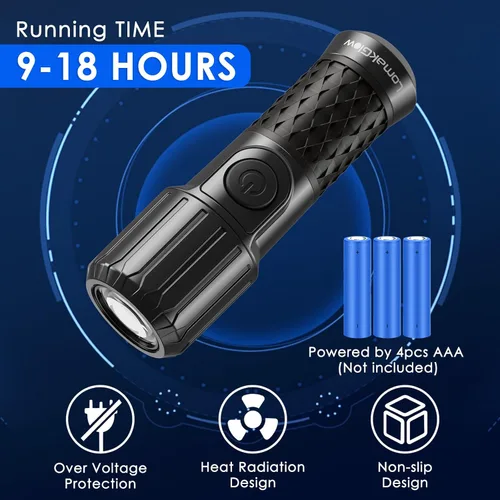 Vista 4 de Linterna LED de mano multifuncional, IPX4 impermeable, base magnética, 3 modos de iluminación, plegable y de mano para el hogar, campamento