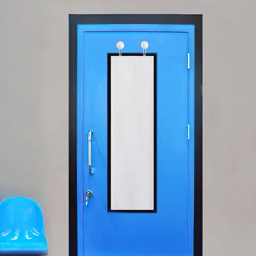 Vista 14 de NICETOWN Cortinas pequeñas para puerta francesa con ganchos autoadhesivos, cortinas opacas de lino sintético con aislamiento térmico para puertas