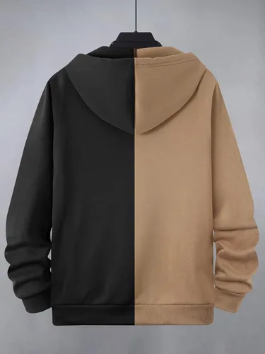 Vista 2 de Floerns Sudadera térmica con capucha y bolsillos para hombre con estampado gráfico causal y cremallera