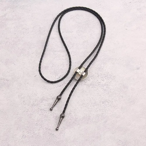Vista 379 de Jeilwiy Corbata de bolo para hombre, corbata de vaquero occidental, collar de corbata de bolo dorado, corbata de cuero, corbata de Halloween