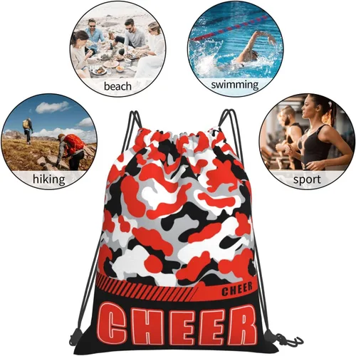 Vista 60 de Mochila con cordón impermeable para gimnasio, bolsas con cordón, bolsa de cuerda deportiva, mochila de camuflaje, Bolsas con cordón Cheer - Bolsas