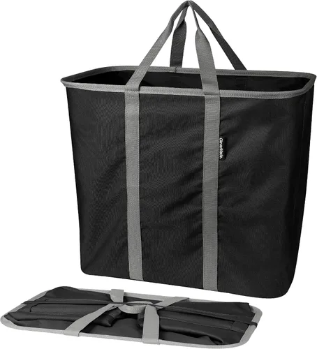 Vista 14 de CleverMade Cesta plegable para ropa sucia – Contenedor organizador de almacenamiento de 64 litros, paquete de 2 unidades color negro medianoche gris
