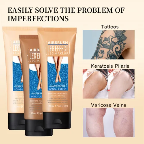 Vista 2 de Maquillaje de piernas impermeable, corrector corporal sin transferencia, cobertura para venas, cicatrices, tatuaje (#01 Fairest Glow, 1 unidad)