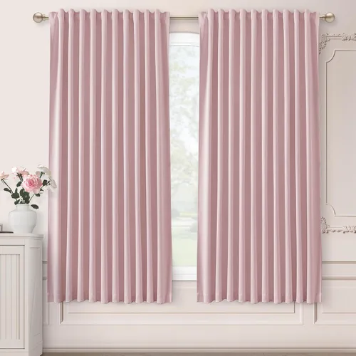 Vista 47 de SHINELAND Cortinas opacas cortas para ventanas de dormitorio, cortinas de baño, 45 pulgadas de largo