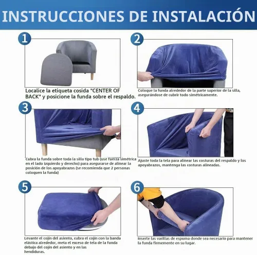 Vista 7 de NILUOH - Funda elástica para silla de club de 2 piezas, funda suave y elástica para silla de bañera, fundas para sillas de barril, fundas