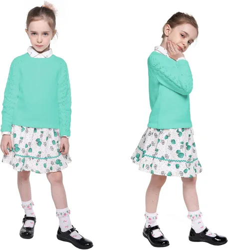 Vista 3 de Kid Nation Girls Sweaters for Teen Girls Toddler Girl Cute Knit Crewneck Pullover