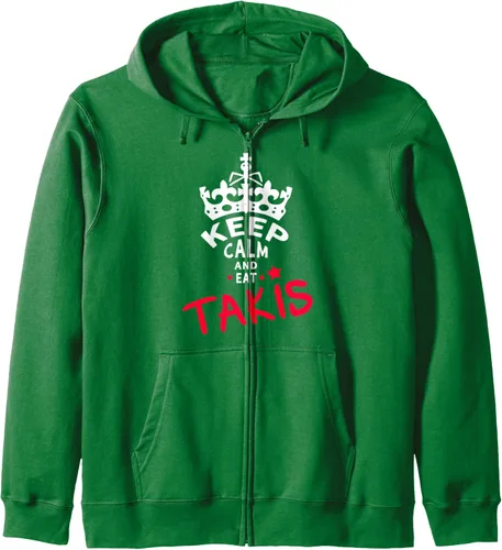 Vista 7 de Keep Calm And Eat Takis Sudadera con capucha con cremallera White Foodies Design, Negro