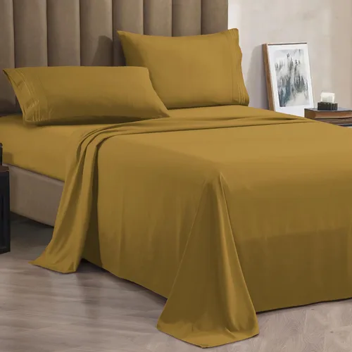 Vista 35 de CELINE LINEN Juego de sábanas de microfibra de 4 piezas prémium de calidad hotelera 1800, resistente a las arrugas - Ropa de cama de lujo ultra