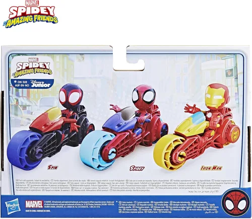 Vista 9 de Spidey and His Amazing Friends, Iron Man - Figura de acción y juguete para motocicleta, juguetes preescolares de superhéroes de Marvel para niños