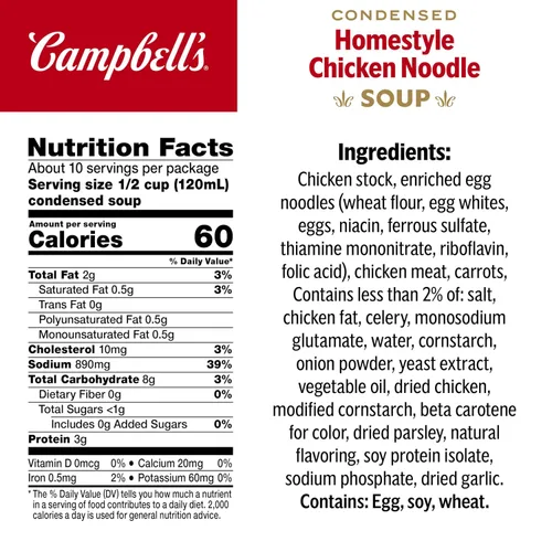 Vista 2 de Campbell's Sopa condensada de fideos de pollo caseros, lata de 10.5 onzas, 4 unidades (paquete de 6)