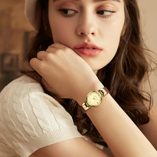 Vista 8 de NN BEN NEVIS Relojes para mujer elegante clásico pequeño reloj de cuero dorado Easy Reader Relojes de pulsera para mujer
