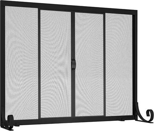 Vista 9 de Fire Beauty Pantalla para chimenea, malla de hierro forjado, protector de chispas seguro para bebés con 2 puertas grandes pantallas planas