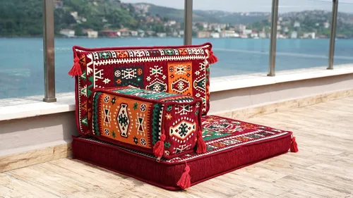 Vista 4 de arabicsofa Juego de sofá de asiento marroquí Majlis – Cojín modular de asiento con almohada de respaldo
