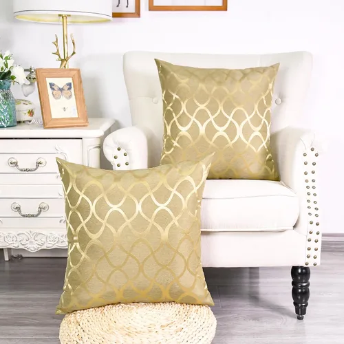 Vista 5 de CaliTime Juego de 2 fundas de almohada modernas, brillantes y opacos, con forma de onda, geométricas abstractas, para sofá, cama, sofá, decoración