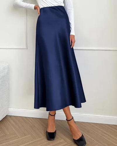 Vista 3 de BTFBM Faldas largas para mujer, trajes de otoño 2026 Azul marino