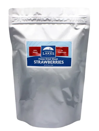Vista 2 de Thousand Lakes Fresas y arándanos liofilizados - Fresas 100% en rodajas de 5 onzas y arándanos enteros 1.2 onzas