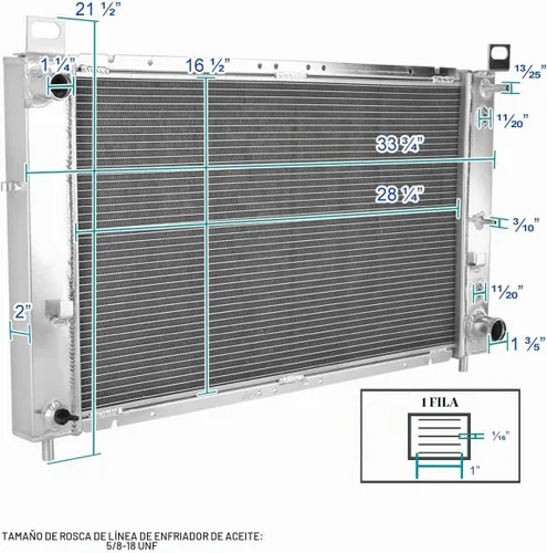 Vista 2 de Spec-D Tuning Radiador de enfriamiento de rendimiento de aluminio de una hilera