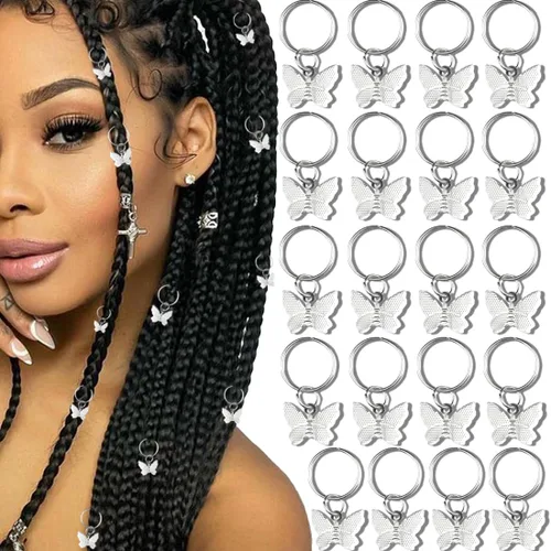 Vista 9 de NAISKA 20 accesorios para el cabello de mariposa, brazaletes, dijes y anillos de joyería para mujer (dorado)