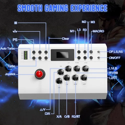 Vista 6 de Nonbliep Wired Arcade Stick Compatible with PS5/PS4/PC/, for PS5 Fight Stick with Programming Function, Turbo Function, 9.8FT Braided Cable Fight