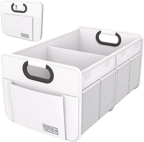 Vista 17 de Homeve Organizador de maletero de coche, organizador plegable de múltiples compartimentos, negro, 2 compartimentos, pequeño
