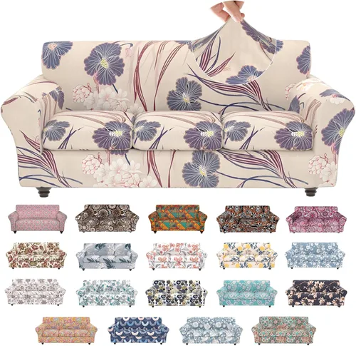 Vista 43 de Fundas elásticas para silla, fundas elásticas para sillón de 2 piezas, fundas de sofá lavables con diseño floral para sillón, protector de muebles