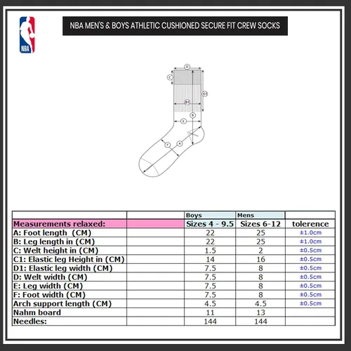 Vista 6 de Ultra Game Men’s NBA Official Athletic Cushioned Secure Fit Crew Socks - 6 Pack