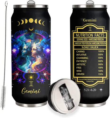 Vista 20 de Aquarius - Vaso de acero inoxidable del zodiaco para hombres y mujeres, regalo de cumpleaños para fanáticos de la astrología con tapa con pajilla