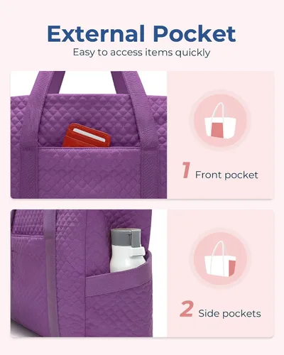 Vista 2 de BAGSMART Bolso grande para mujer, bolso de hombro escolar con asa superior con hebilla para esterilla de yoga para gimnasio, trabajo, viajes