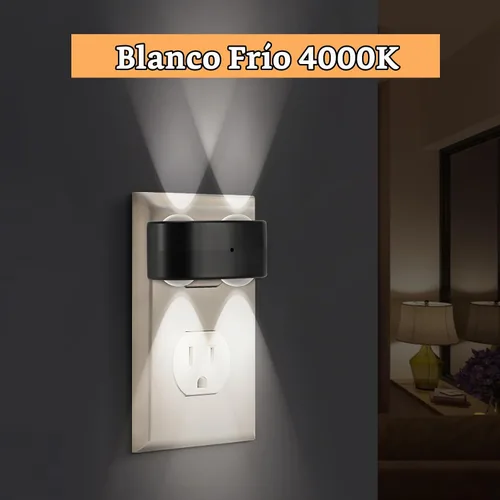 Vista 3 de Paquete de 4 luces LED de noche enchufables, 100 lúmenes, 4000 K blanco frío, sensor de encendido/apagado automático del atardecer al amanecer