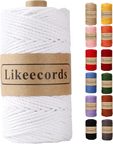 Vista 41 de Likeecords Cordón de algodón para macramé de 3mm x 100 metros, hilo torcido de 3 hebras, cuerda de macramé, hilo de algodón para macramé, cuerda