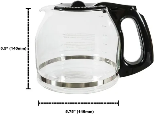 Vista 2 de Jarra de café de repuesto para 12 tazas compatible con cafetera Mr. Coffee, repuesto # PLD12 PLD12 serie PLD12-RB, mango negro