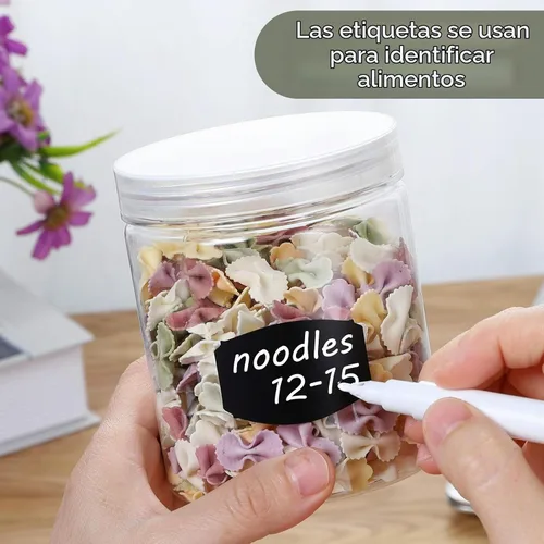Vista 5 de Tarros de plástico de 16 onzas con tapas, paquete de 12 recipientes de plástico transparente para almacenamiento de alimentos de cocina y hogar