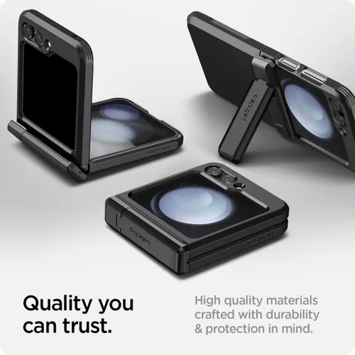 Vista 7 de Spigen Tough Armor Pro [protección de bisagra] diseñada para Galaxy Z Flip 5 Case (2023) - Negro Negro