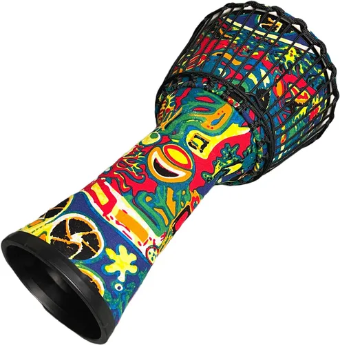 Vista 4 de Tambor Djembe Instrumentos Musicales de 10 pulgadas Tambores de mano, tambores africanos para adultos, regalos para músicos (limón)