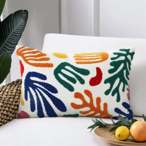 Vista 16 de Merrycolor Fundas de almohada abstractas de estilo bohemio coloridas con líneas de cara de mujer, lindas fundas de almohada estéticas de mediados