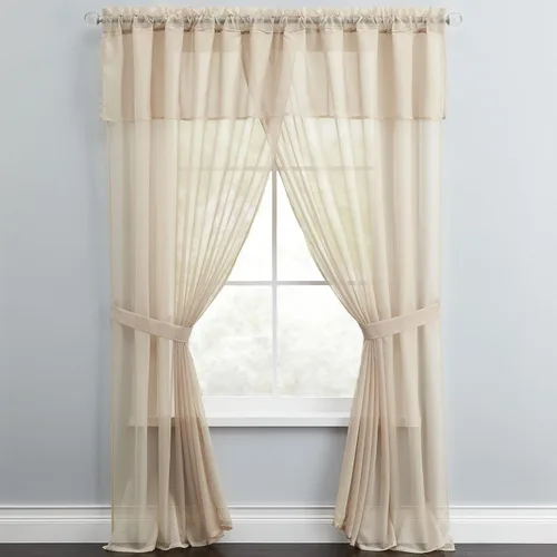 Vista 2 de BrylaneHome BH Studio - Juego de cortinas de gasa transparente de 5 piezas, 60 pulgadas de ancho y 63 pulgadas de largo, hojas de otoño