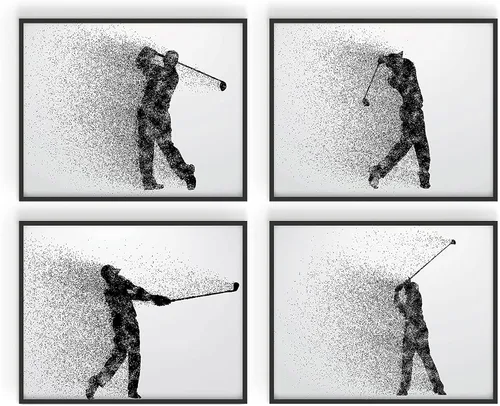 Vista 5 de Summit Designs Impresiones artísticas de pared de golf, juego de 4 fotos (8 x 10 pulgadas) sin marco, cueva de hombre, oficina, dormitorio, sótano