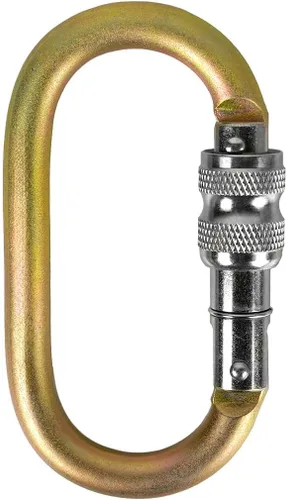 Vista 2 de Fusion Climb Ovatti Steel Screw Lock Carabiner, Oval, Gold