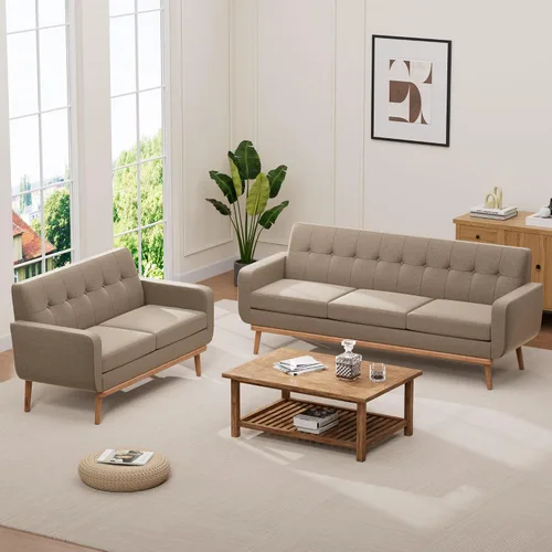 Vista 22 de HUIMO - Juego de muebles para sala de estar con botones, juego de muebles tapizados con botones para sala de estar, sofá moderno tapizado con marco