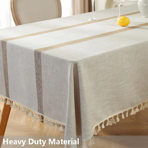 Vista 2 de TruDelve Fundas de Mesa de Algodón Rectangulares de 8 Pies, Mantel Rectangular Oblongo Lavable para Cocina y Comedor (A-Lino, 98"x55", Rectangular)