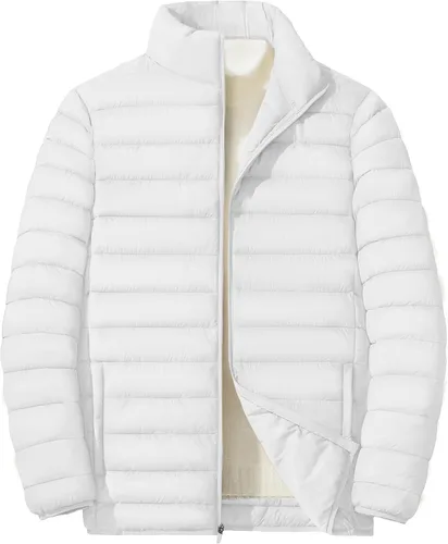 Vista 13 de MAGNIVIT - Chaqueta de plumón para hombre, ligera, abrigada, impermeable, cortavientos, acolchada, con relleno, plegable