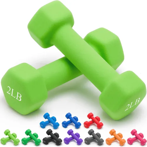 Vista 22 de Portzon Mancuernas de neopreno con agarre antideslizante para ejercicio de entrenamiento corporal total y tonificación muscular, compatible con 2