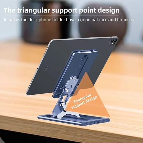 Vista 2 de Soporte plegable para teléfono celular, ángulo de altura, ajustable, de aluminio, soporte para teléfono de escritorio, soporte portátil para iPhone