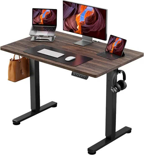 Vista 26 de ErGear - Escritorio eléctrico de pie de altura ajustable, escritorio para estar sentado o de pie de 31.5 x 18.9 pulgadas, escritorio de computadora